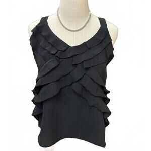 NEW ISLE APPAREL women's midnight ruffle charm tank in black